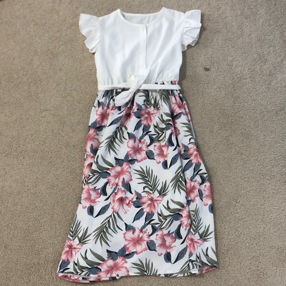 Floral Kids Dress with Ruffle Sleeves